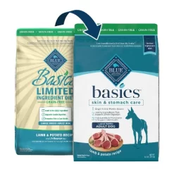 Blue Buffalo Basics Skin & Stomach Care, Grain Free Natural Lamb & Potato Recipe Large Breed Dry Dog Food - 22lbs