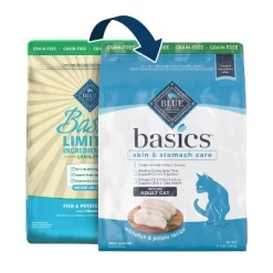 Blue Buffalo Basics Skin & Stomach Care Grain Free Natural Indoor With Fish & Potato Adult Dry Cat Food - 11lbs