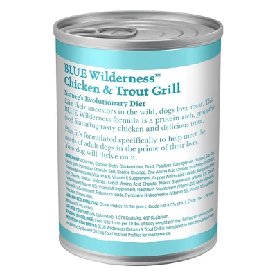 Blue Buffalo Wilderness Grain Free Wet Dog Food Chicken & Trout Fish Grill - 12.5oz/12ct Pack - Image 3
