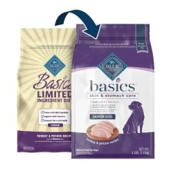 Blue Buffalo Basics Skin & Stomach Care Natural Senior Dry Dog Food With Turkey & Potato Recipe - 4lbs