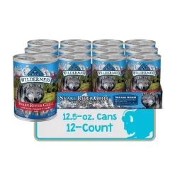 Blue Buffalo Wilderness Grain Free Wet Dog Food Snake River Grill With Trout Fish, Venison & Rabbit - 12.5oz/12ct Pack